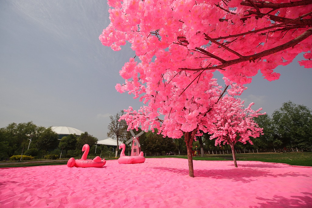 Vibrant sparkling Pink colored sand! 