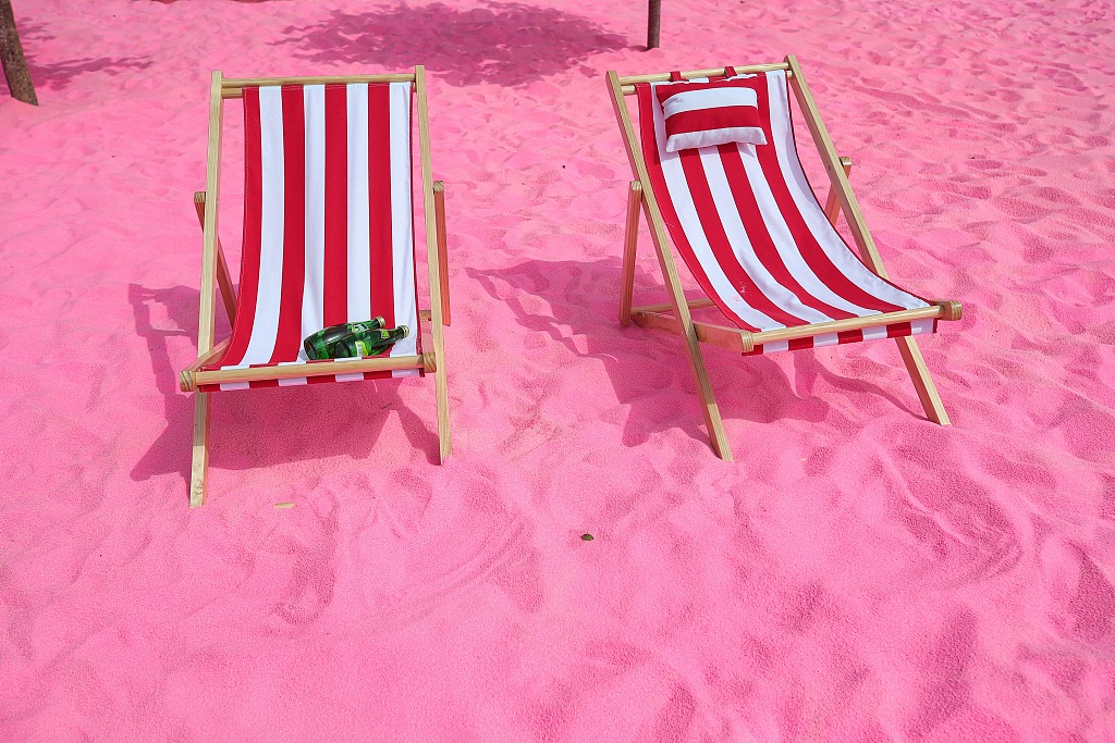 Vibrant sparkling Pink colored sand! 